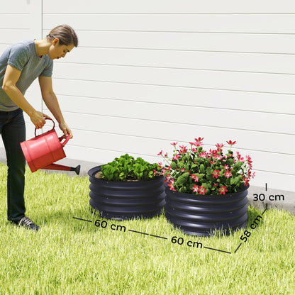 Set of 2 Raised Garden Bed, Metal Planter Box with Safety Edging, Easy-to-assemble Stock Tank, Dark Grey