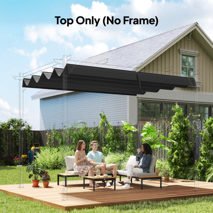 Pergola Cover Roof, 2.86 x 2.45 m Retractable Sun Shade Top for 3 x 2m Pergola Frame, UV30+ Protected, Dark Grey