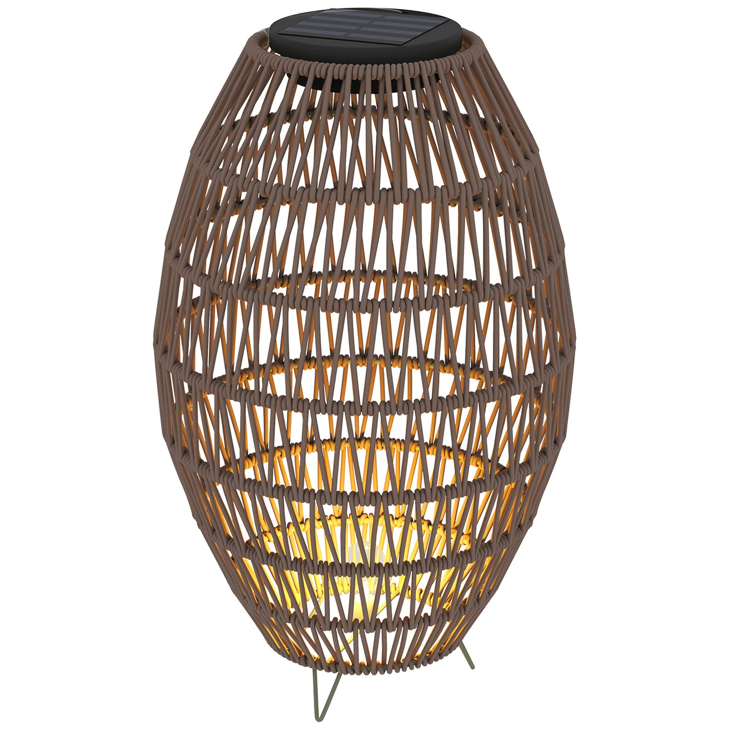 Rattan Solar Lamp, Garden Solar Lantern with Auto On/Off Light, IP44 Waterproof, Decorative Outdoor Rattan Lamp for Porch