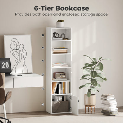 6-Tier 156 cm Tall Bookcase - White