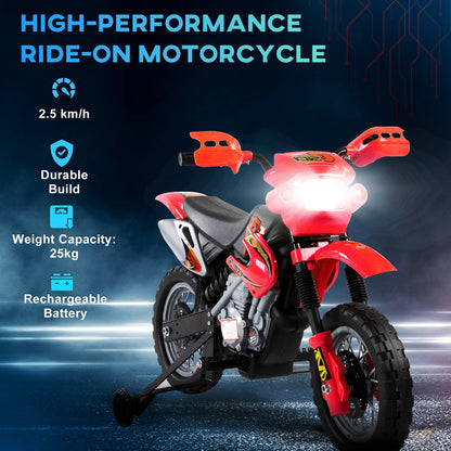 6V Kids Child Electric Motorbike Ride on Motorcycle Scooter Children Toy Gift for 3-6 Years (Red)