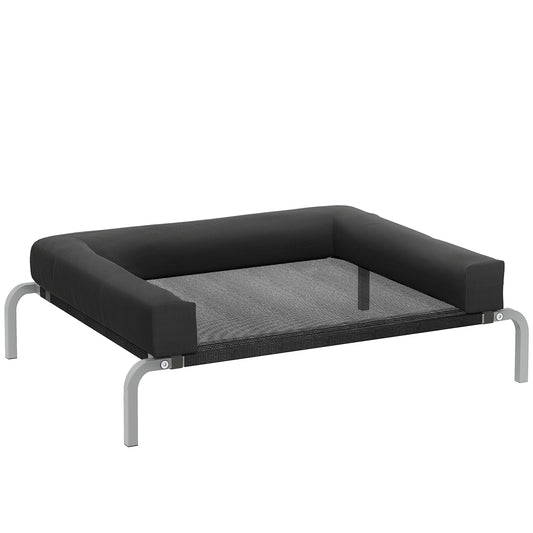 Elevated Dog Bed with Removable Bolsters, Raised Dog Bed for Small Breeds, Portable Indoor & Outdoor Pet Cots, Black