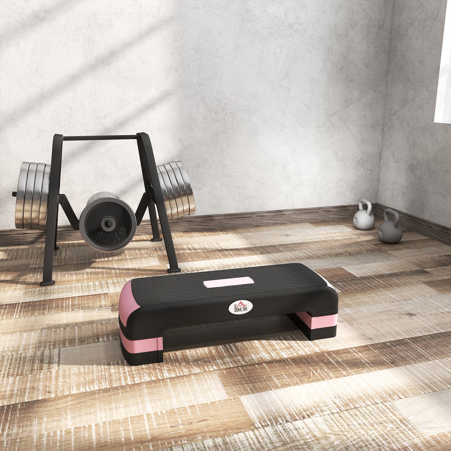 Aerobic Step with 3-Level Adjustable Heights for Home, Office Exercise, Black and Pink