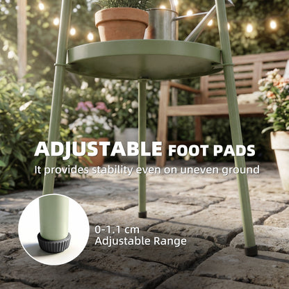 Patio Side Table, 2-Tier Round Coffee End Table for Garden Balcony Living Room Bedroom, Light Green