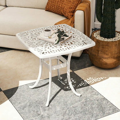 Outdoor Garden Table with 38mm Dia. Umbrella Hole, Cast Aluminium Patio End Table with Anti-slip Foot Pads for Garden