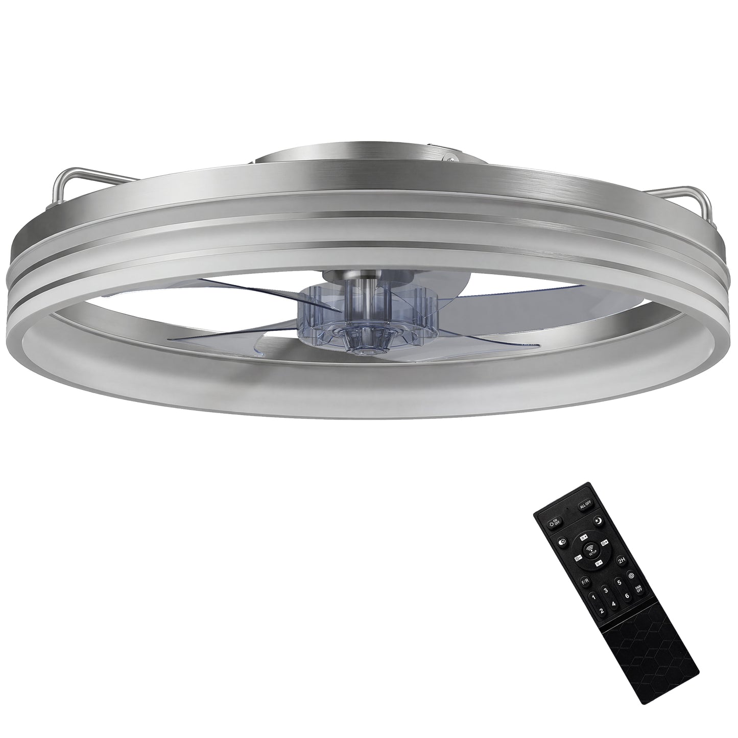 Ceiling Fans with Lights and Remote & App Control, 50cm LED Ceiling Fan Light with 3 Colour Temperatures, 6 Speed, Silver