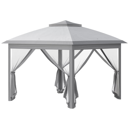 3.3 x 3.3m Pop Up Gazebo, Double Roof Foldable Canopy Tent with Zipped Mesh Sidewalls, Height Adjustable and Carrying Bag