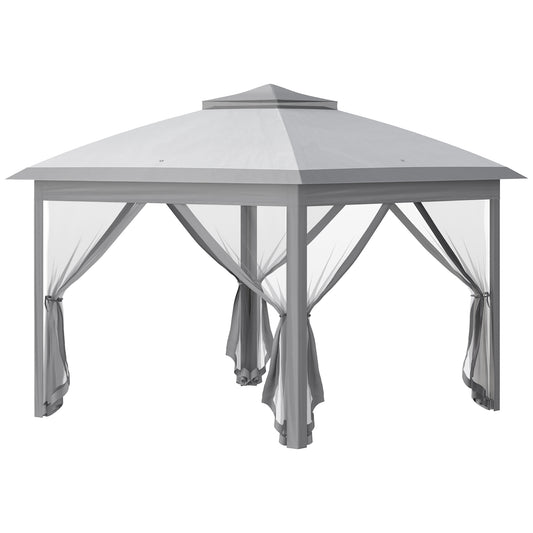 3.3 x 3.3m Pop Up Gazebo, Double Roof Foldable Canopy Tent with Zipped Mesh Sidewalls, Height Adjustable and Carrying Bag