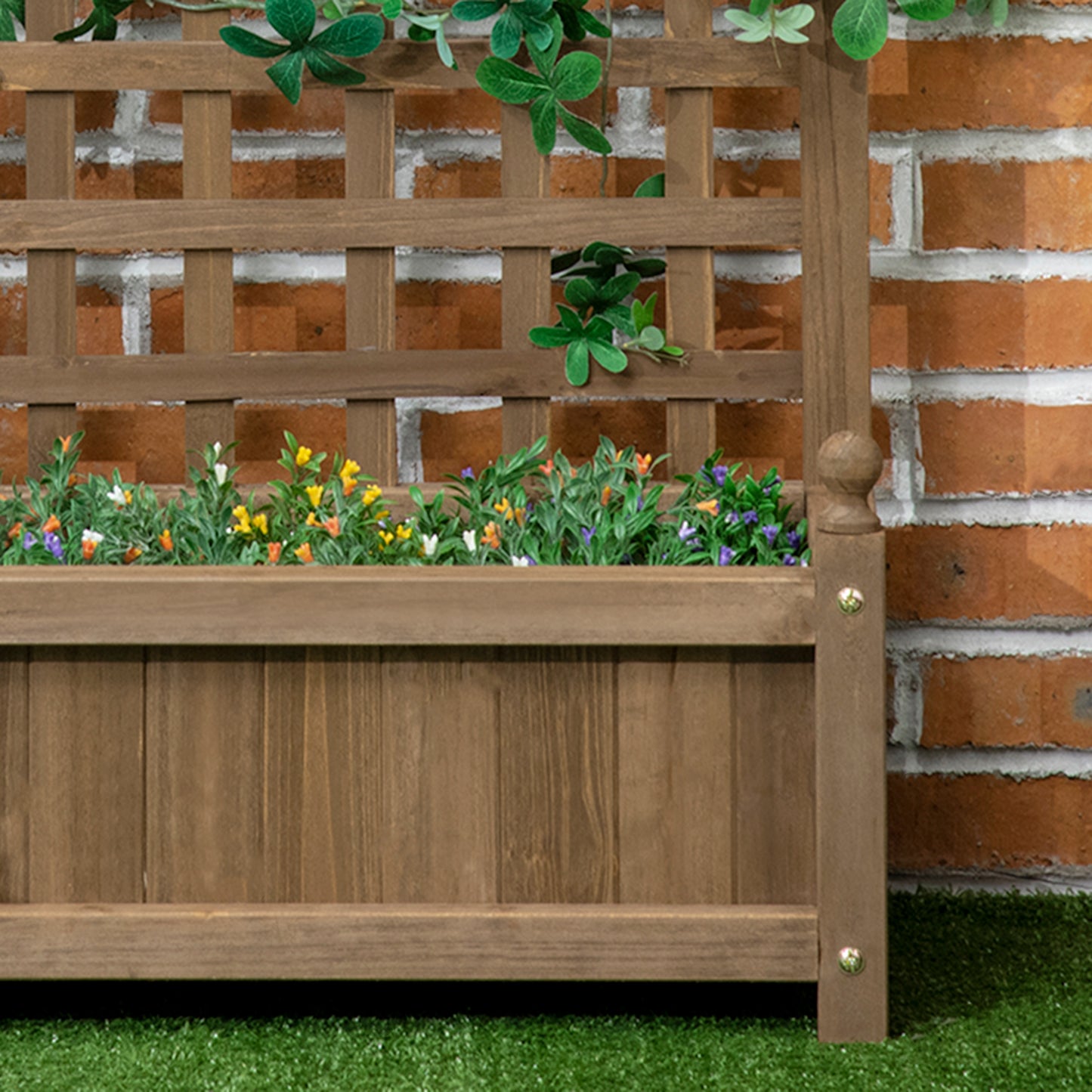 Garden Planters with Trellis for Climbing Vines, Wood Raised Beds for Garden, Flower Pot, Indoor Outdoor, Brown