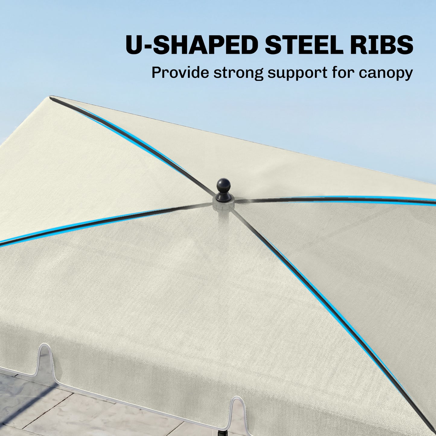 2 x 1.3m Garden Parasol Umbrella, Outdoor Market Table Umbrella with Ruffles & Aluminium Pole