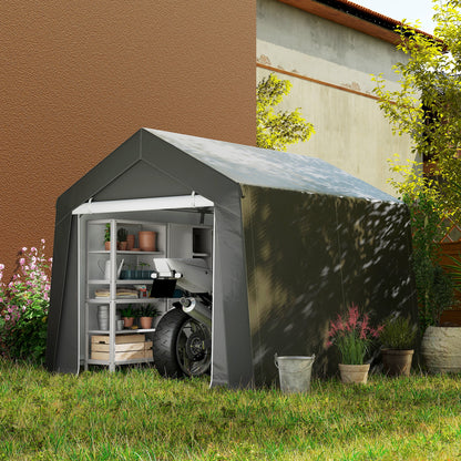 3.6 x 2.1m Portable Outdoor Shed, with Window - Dark Grey