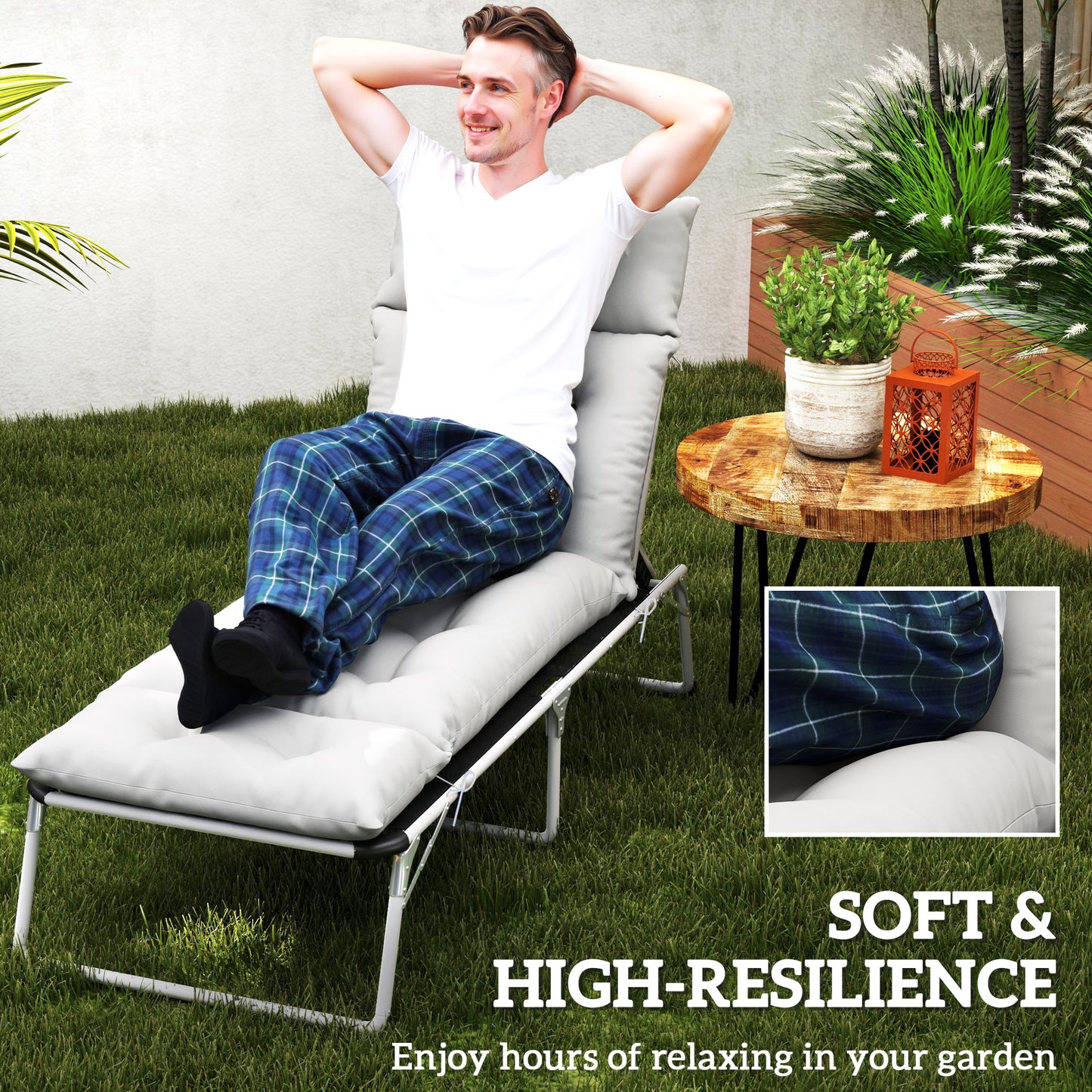 Sun Lounger Cushions Only, 190 x 56 x 10 cm Garden Lounge Chair Cushions, UPF20+ 220gsm Fabric