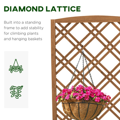Garden Planter with Trellis, Wooden Raised Bed for Garden with Lattice Trellis for Vegetables, Herbs and Flowers, Brown