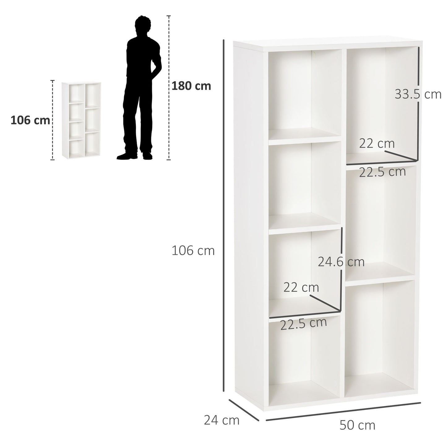 Seven-Cube Bookcase - White Wood Effect