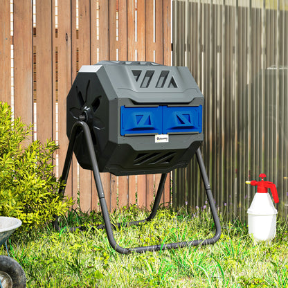 160L 360° Rotating Dual Chamber Composter - Blue