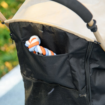 Pet Stroller for Small and Miniature Dogs, with Rain Cover - Khaki
