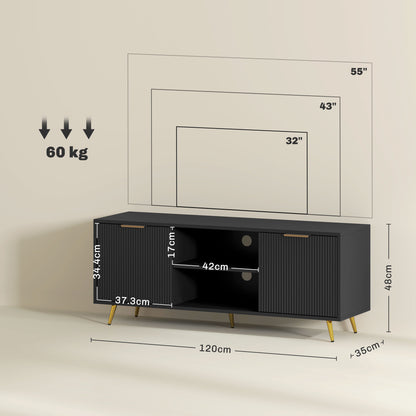 Modern TV Stand Cabinet for TVs up to 55", TV Unit with 2 Open Shelves and 2 Cabinets