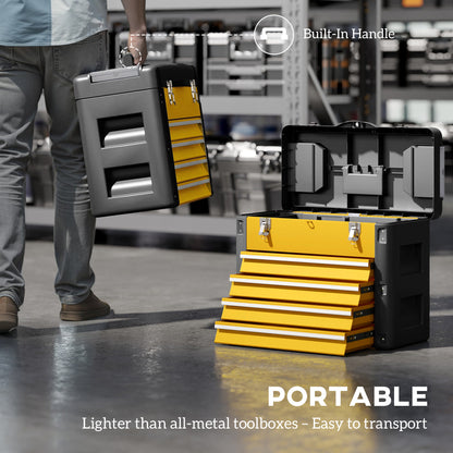 4 Drawers Large Toolbox - Yellow