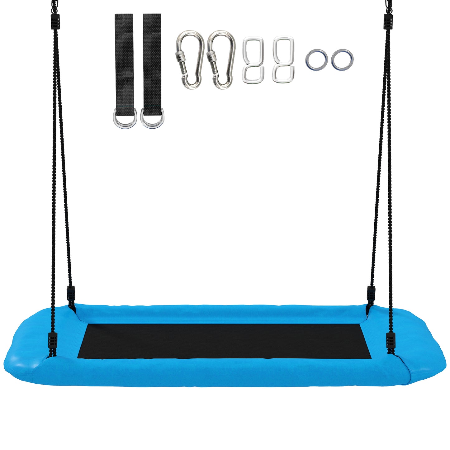 Nest Swing with Adjustable Ropes and Tree Straps, Basket Swing for Kids, 300KG Capacity for Indoor Outdoor, Blue