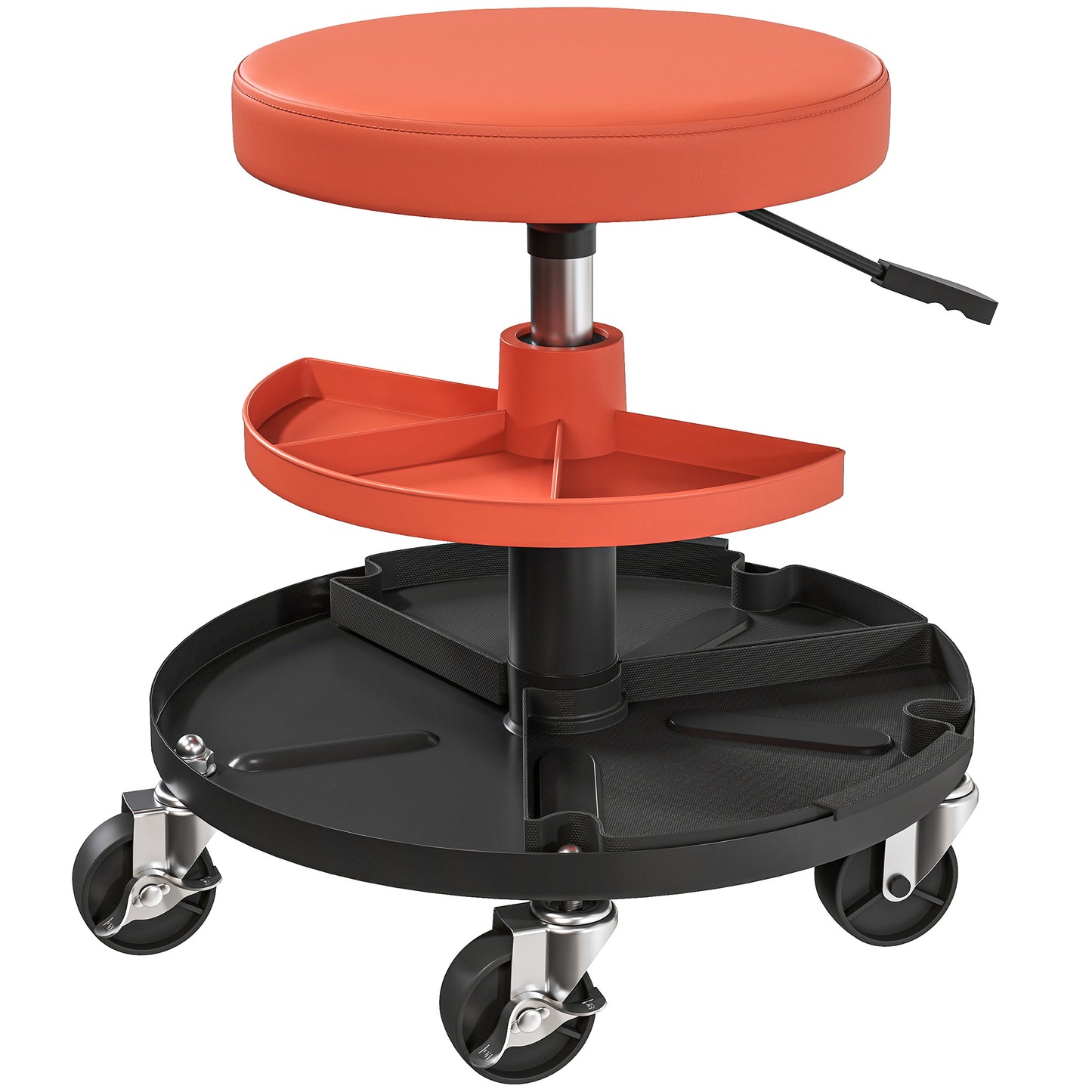 Rolling Mechanic Stool, 135kg Capacity Workshop Stool, 360° Swivel Roller Padded Creeper Seat with Wheels