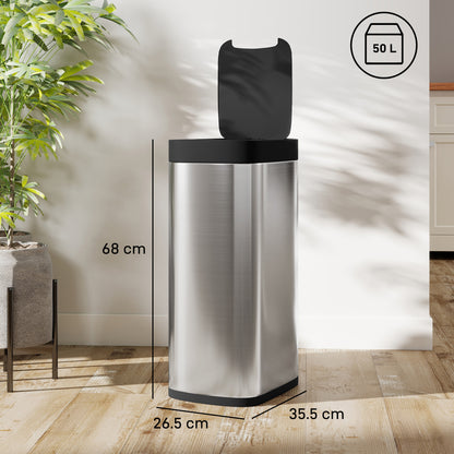 50L Sensor Bin, Automatic Kitchen Bin, Manual Override, Battery Operated, Inner-Bucket-Free, for Kitchen, Bedroom
