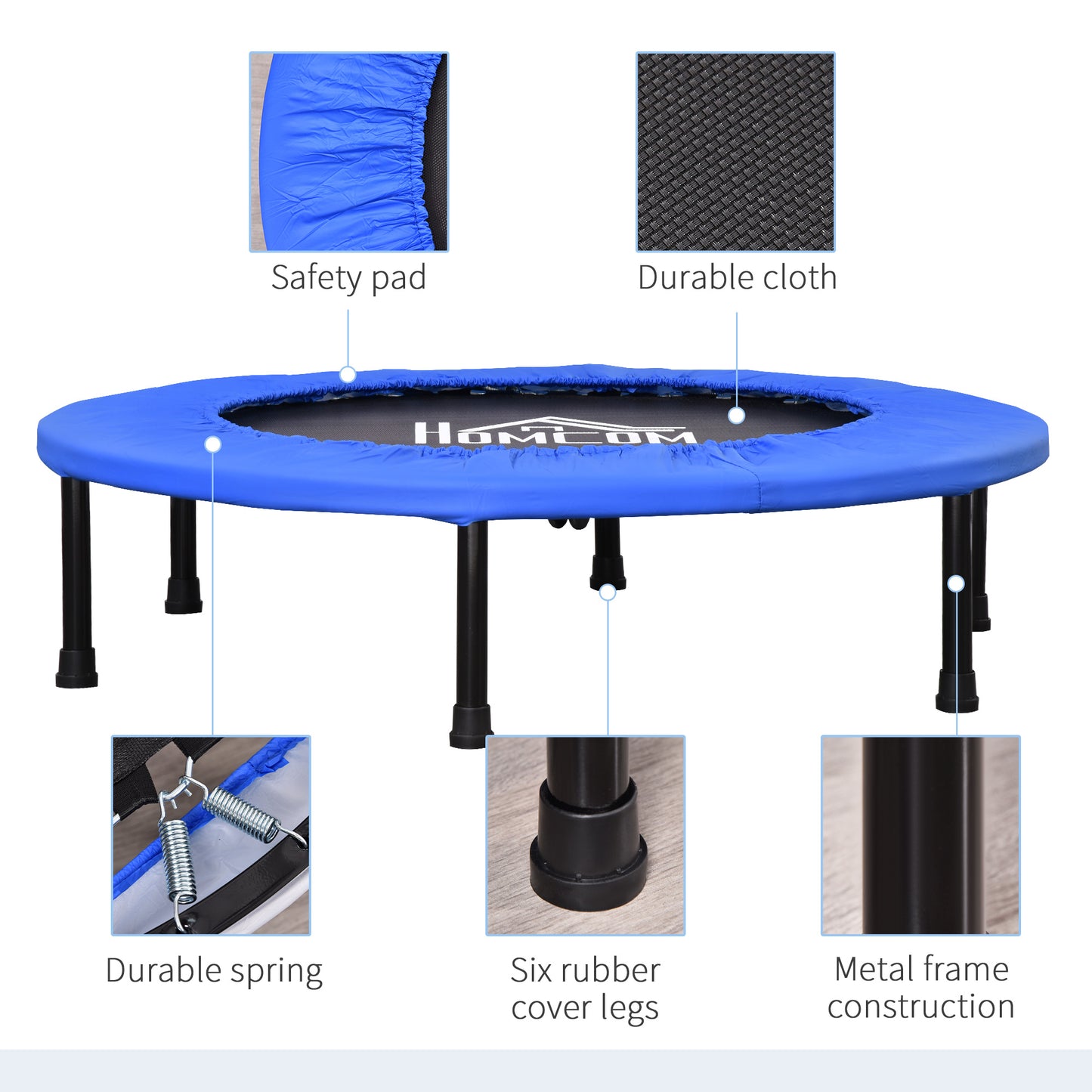 36" Mini Fitness Trampoline Home Gym Yoga Exercise Rebounder Indoor Outdoor Jumper with Safety Pad, Support Up to 100 KG