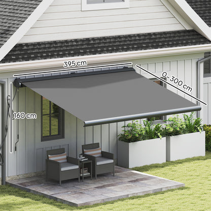 4 x 3(m) Full Cassette Electric Awning with Remote Controller, Aluminium Frame DIY Retractable Garden Awning