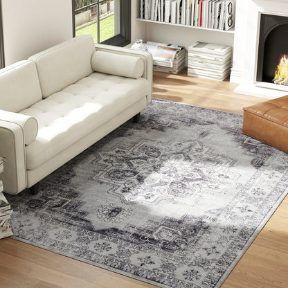 Vintage Area Rug, Non-Slip Washable Rug, Flannel Floor Carpet for Living Room, Bedroom, Dining Room, Home Office