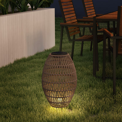 Rattan Solar Lamp, Garden Solar Lantern with Auto On/Off Light, IP44 Waterproof, Decorative Outdoor Rattan Lamp for Porch