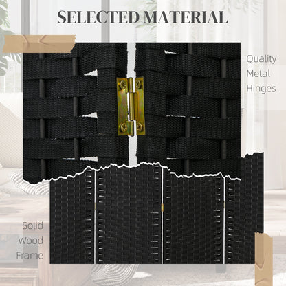 6 Panel Folding Room Divider, Freestanding Privacy Screen for Living Room, Bedroom and Office, 240 x 170cm, Black