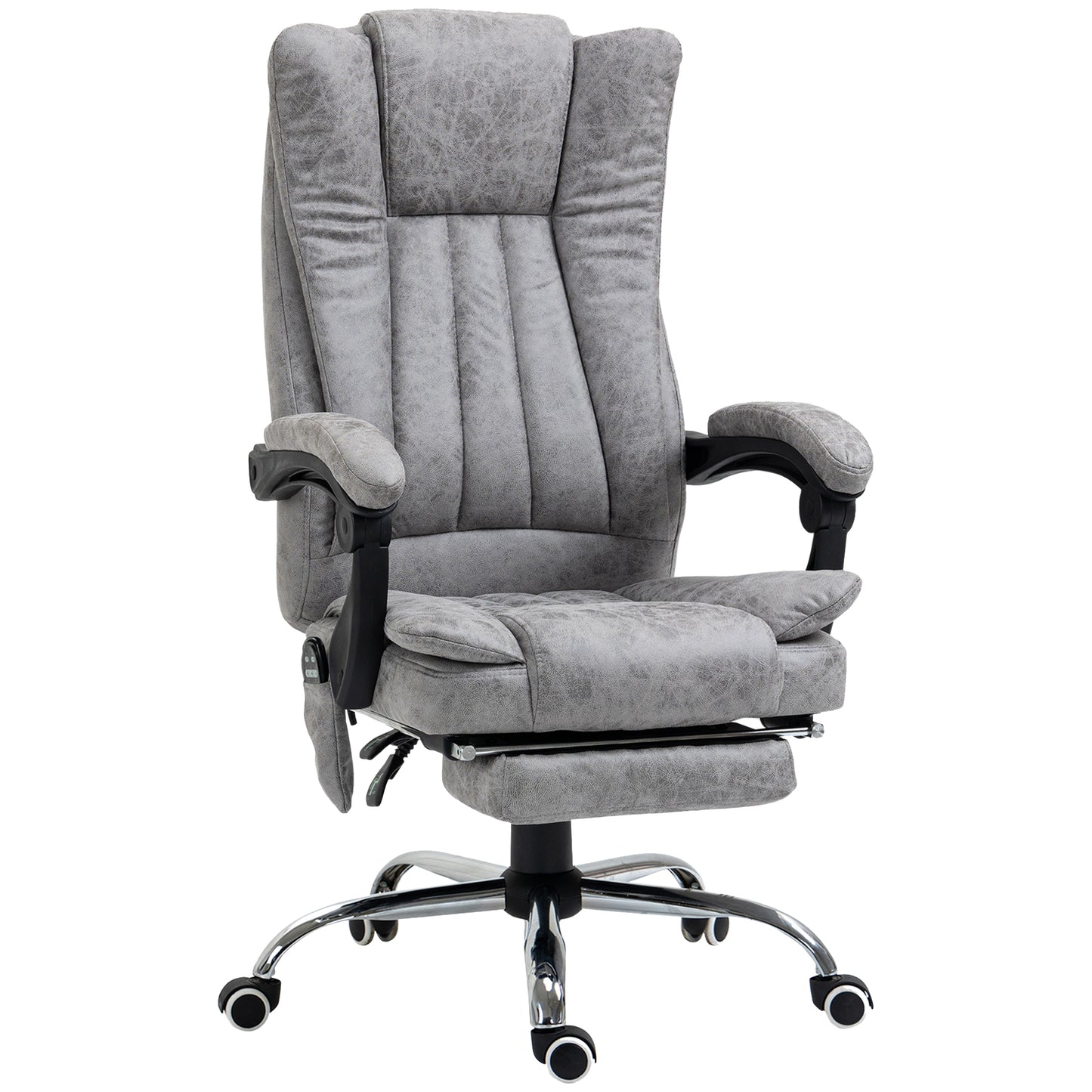 Office Chair with Massage and Heat, Microfibre Reclining Computer Desk Chair with Footrest and Adjustable Height