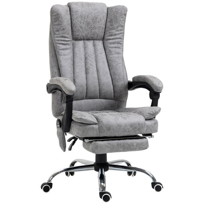Office Chair with Massage and Heat, Microfibre Reclining Computer Desk Chair with Footrest and Adjustable Height
