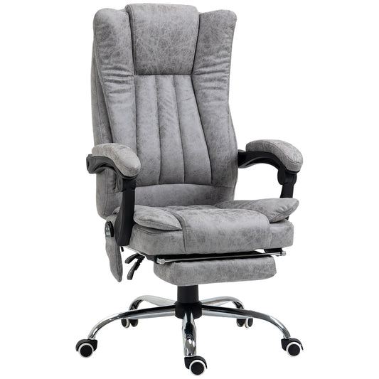 Office Chair with Massage and Heat, Microfibre Reclining Computer Desk Chair with Footrest and Adjustable Height