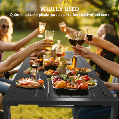 3-Piece Outdoor Picnic Table & Bench Set – Black