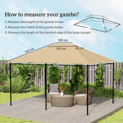 3 x 4m Gazebo Canopy Replacement Cover, Gazebo Roof Replacement (TOP COVER ONLY), Khaki