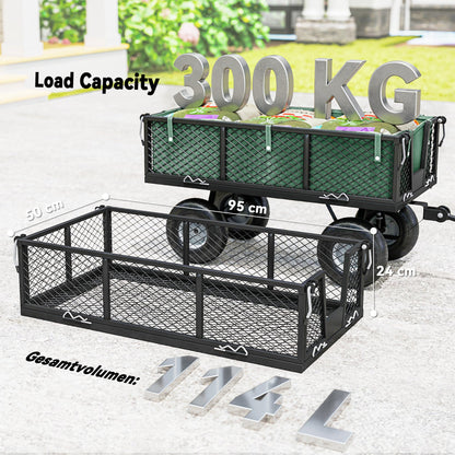 114L Steel Frame Garden Cart Trolley - Green