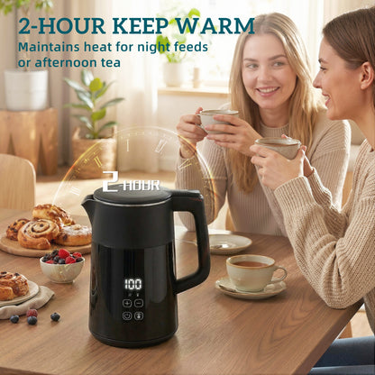 Electric Kettle, 1.7L Fast Boil 3kW Water Kettle with UK Strix Thermostat, LED Display, Keep Warm Function, Black