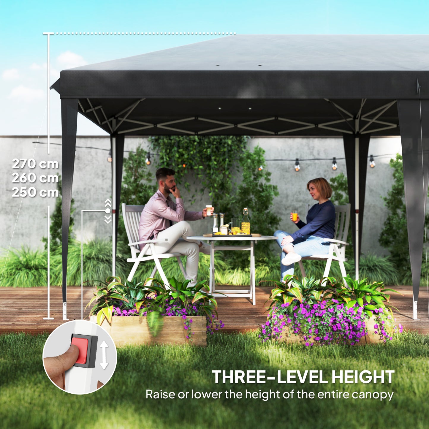 6 x 3 m Pop-Up Steel Frame Gazebo Grey