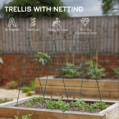 Garden Cucumber Trellis for Climbing Plants, A-Frame Trellis Plant Support with Climbing Net
