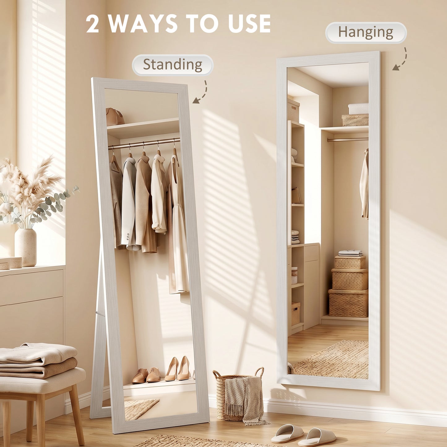 37 x 157 cm Full Length Mirror - White
