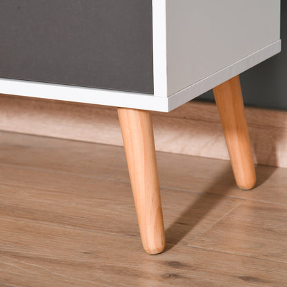 Sideboard Floor Cabinet Storage Cupboard with Drawer and Solid Wood Legs for Bedroom, Living Room, Entryway, Grey