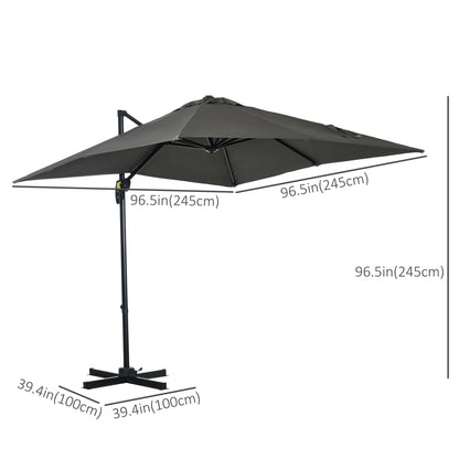 2.5 x 2.5m Patio Offset Parasol Umbrella Cantilever Hanging Aluminium Sun Shade Canopy Shelter 360° Rotation