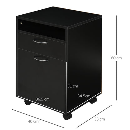 Filing Cabinet, Mobile File Cabinet with 2 Drawers, Office Home Organiser on Wheels for A4, Letter-Size File Folders