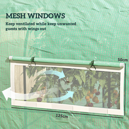 300 x 300cm Walk-In Polytunnel Greenhouse - Green