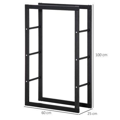 Metal Firewood Log Holder Tall Firewood Rack Indoor Outdoor Fireplace Wood Storage Shelf with Side Rails, Rust-Resistant