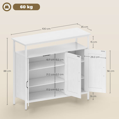 Industrial Kitchen Sideboard with Open Shelf, 2 Cabinets, Adjustable Shelves for Living Room, Dining Room, White