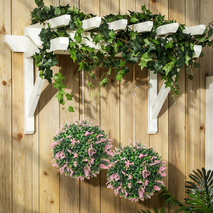Set of 2 Artificial Plant Topiary Balls, UV-protected Fake Decorative Plants, Pink