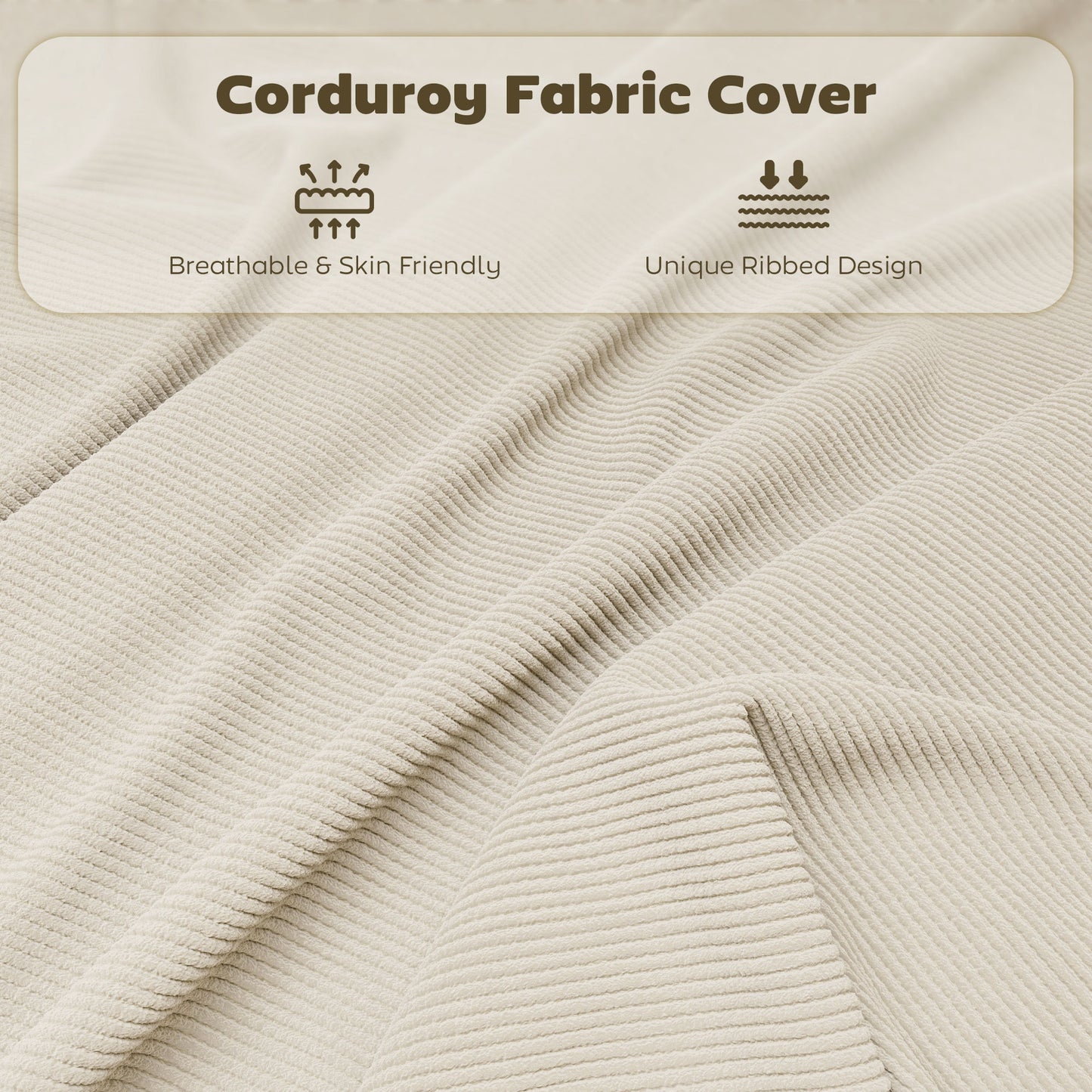 Set of Four Folding Corduroy Seat Chairs, Cream