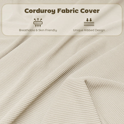 Set of Four Folding Corduroy Seat Chairs, Cream