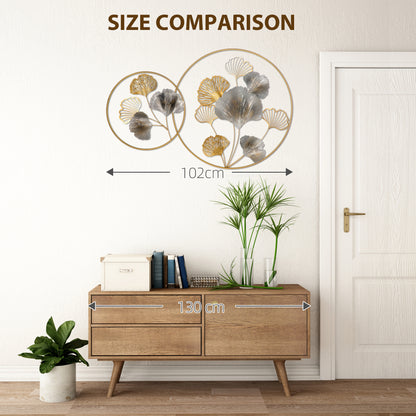 Large Metal Wall Art, Modern Hanging Wall Sculpture with Unique Multi-leaf Design
